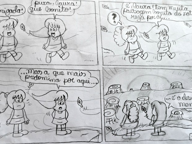 Menina de 12 anos faz quadrinhos no Acre (Foto: Caio Fulgêncio/G1)