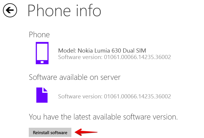 Clique sobre o botão para reinstalar o Windows Phone (Foto: Reprodução/Helito Bijora)