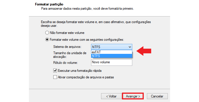 Escolha exFAT para tornar a partição compatível com Mac e Windows (Foto: Reprodução/Paulo Alves)