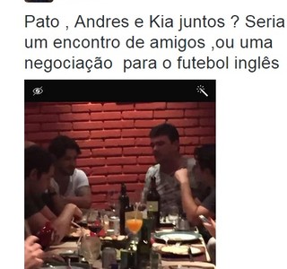 Pato janta com Kia, Andres Sanchez e Giuianno Bertolucci (Foto: Reprodução/Twitter)