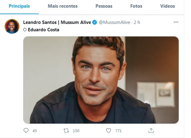 Fãs comparam Zac Efron a Eduardo Costa (Foto: Reprodução/Twitter)