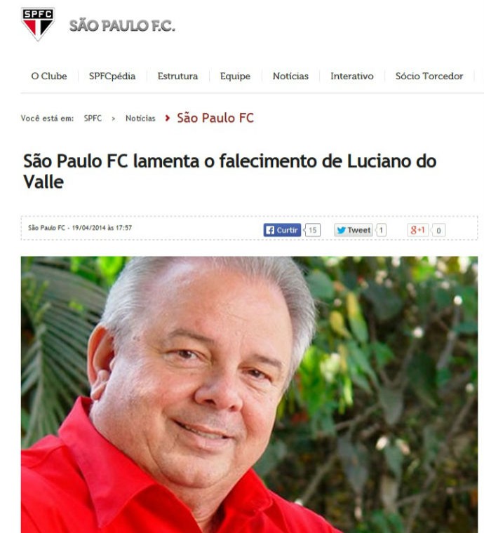 São Paulo lamenta morte de Luciano do Valle (Foto: reprodução)