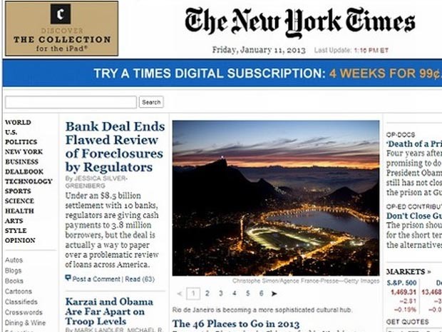 Rio de Janeiro é eleito pelo 'New York Times' o melhor destino para conhecer em 2013 (Foto: Reprodução/New York Times)