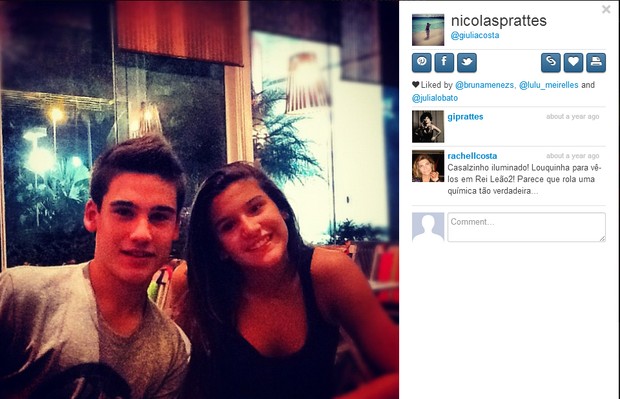 Nicolas Prattes com Giulia Costa (Foto: Reprodução/Instagram)