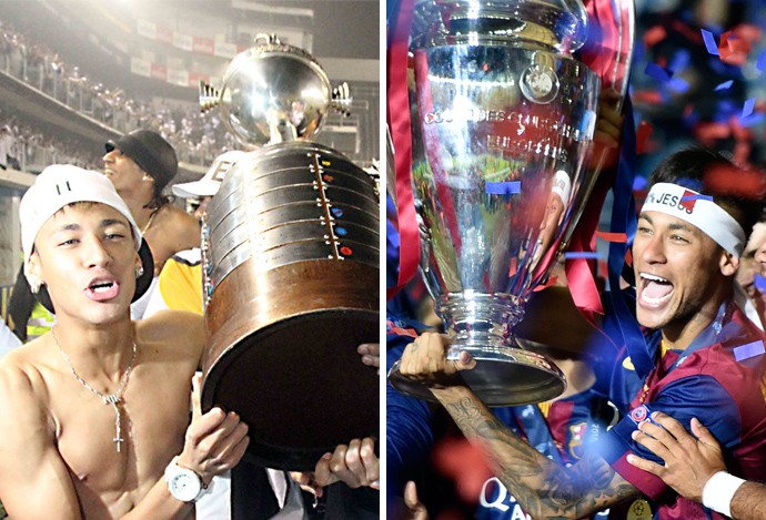 montagem Neymar Libertadores 2011 Champions 2015 (Foto: Montagem sobre foto da AP)