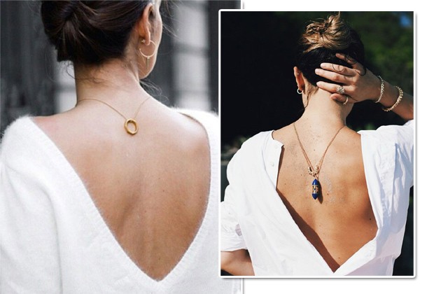 Constricted goodbye disinfectant Mudança de foco: usar colares nas costas é a nova mania das fashionistas -  Revista Marie Claire | Moda