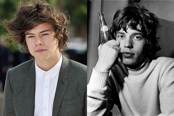 À esquerda temos Harry Styles, membro da boyband One Direction. À direita, Mick Jagger, vocalista do grupo The Rolling Stones. Um não parece uma versão do outro? (Foto: Getty Images/Divulgação)