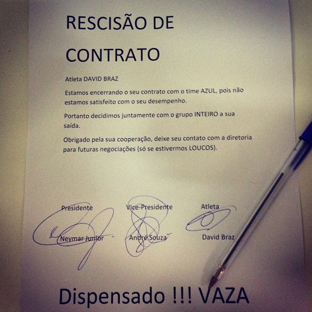 Rescisão contrato David Braz Neymar Rachão Instagram (Foto: Reprodução / Instagram)