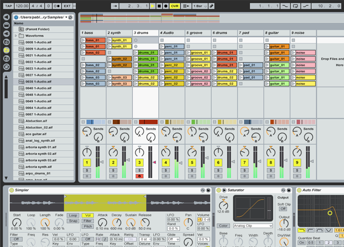 Interface do Ableton Live, uma das mais famosas DAWs do mercado (Foto:Reprodução/Henrique Duarte)