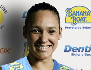 Ju Costa ponteira reforço Praia Clube Uberlândia Superliga 2014 (Foto: Montagem Praia Clube/Divulgação)