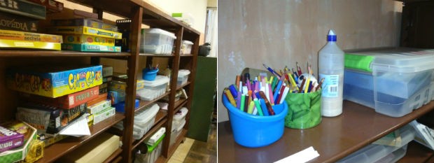 Ribas diz que materiais usados com os alunos geralmente são doados (Foto: Samuel Nunes/G1)