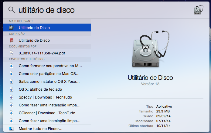 Abra o utilitário de discos do OS X (Foto: Reprodução/Helito Bijora)