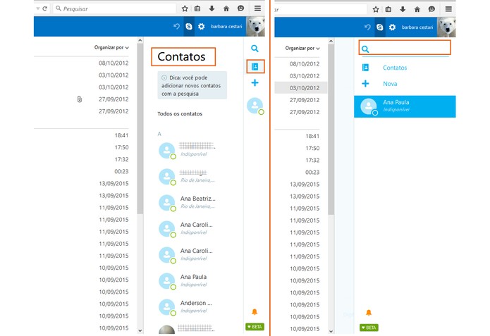 Encontre seus contatos no Skype (Foto: Reprodução/Barbara Mannara)