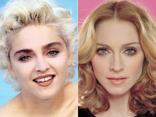 Madonna em 1987 e em 2000 (Foto: Divulgação)