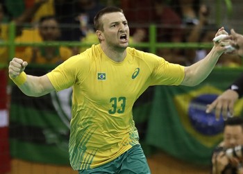 Andre Soares, Brasil X Egito Handebol (Foto: Ag&ecirc;ncia AP)