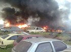 Incêndio em depósito queima 43 carros no DF (Polícia Militar/Divulgação)