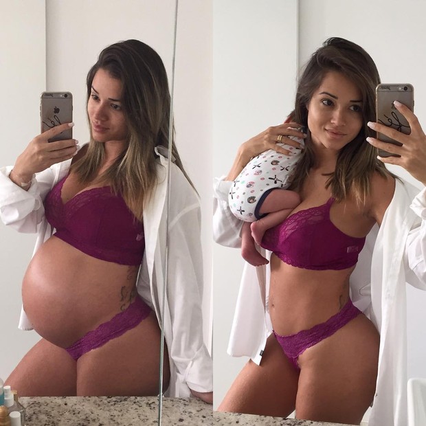 Aryane Steinkopf mostra antes e depois de gravidez (Foto: Reprodução/Instagram)