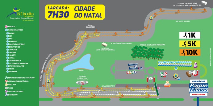 Mapa do percurso do Circuito Pague Menos em Campo Grande (Foto: Divulgação)
