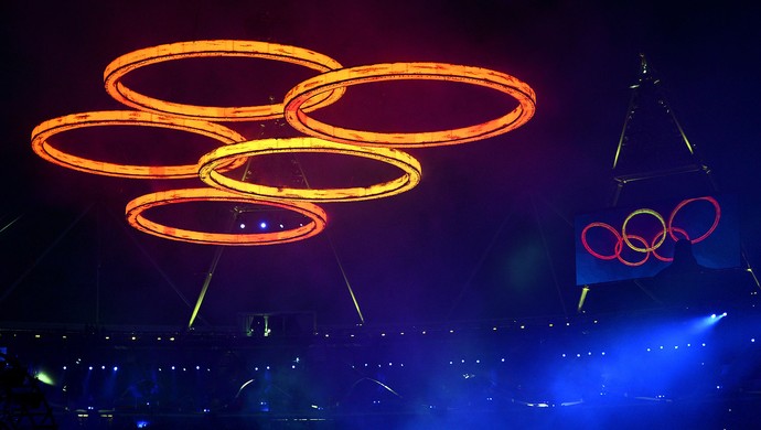 Cerimônia de abertura, Aneis Olimpico (Foto: Getty Images)