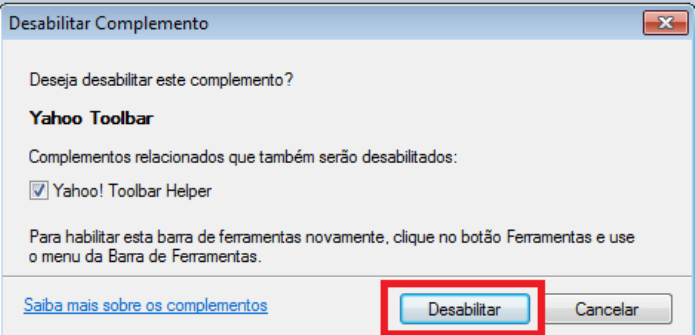 Confirmando a remoção do Yahoo! Toolbar do Internet Explorer (Foto: Reprodução/Lívia Dâmaso)