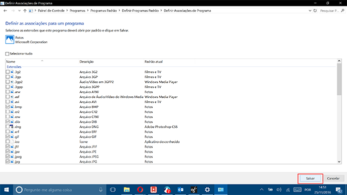Clique em salvar para guardar suas preferências de aplicativo padrão no Windows 10 (Foto: Reprodução/Elson de Souza)