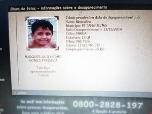 Marques tem 6 anos e desapareceu em novembro de 2014 (Foto: Arquivo de família/Divulgação)