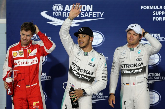 Lewis Hamilton Vettel Rosberg GP do Bahrein (Foto: Kamran Jebreili/AP)