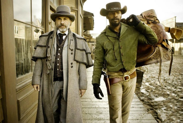 King Schultz (Cristoph Waltz) e Django (Jamie Foxx) em cena de Django Livre (Foto: Divulgação)