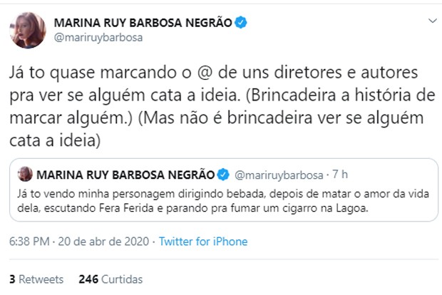 Marina Ruy Barbosa fala de vontade de interpretar vilã (Foto: Reprodução/Twitter) Marina Ruy Barbosa fala de vontade de interpretar vilã (Foto: Reprodução/Twitter)