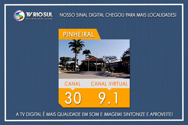 Cidade de Pinheiral começa a receber a TV Rio Sul Digital nesta terça-feira (22) (Foto: TV Rio Sul)