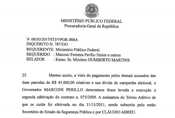 PGR denuncia por corrupção Marconi Perillo, Cavendish e Carlinhos Cachoeira (Foto: Reprodução)