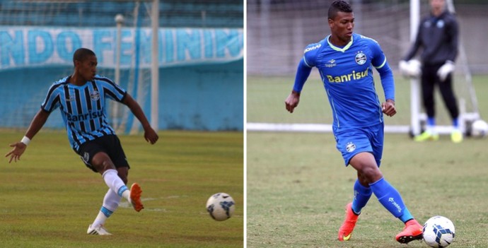 Montagem de fotos de Matheus Biteco e Walace, jogadores do Grêmio (Foto: Montagem sobre fotos/Diego Guichard)