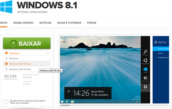 Baixando a imagem ISO do Windows 8.1 no TechTudo Downloads (Foto: Reprodução/Edivaldo Brito)