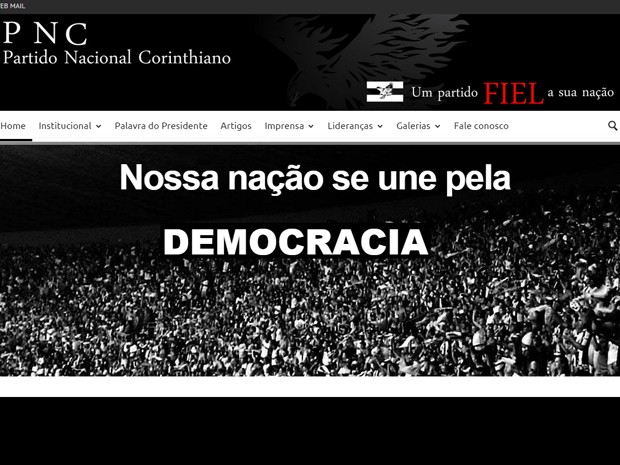Página principal do site do Partido Nacional Corinthiano (Foto: Reprodução)
