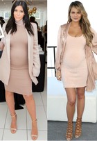 Batalha de looks: Chrissy Teigen copia estilo de gravidez de Kim Kardashian