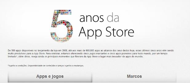 No aniversário de 5 anos da App Store, Apple distribui aplicativos