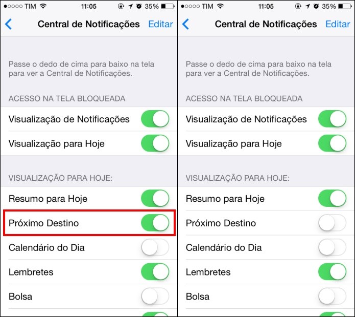 Desativando recurso Próximo Destino (Foto: Reprodução/Helito Bijora)