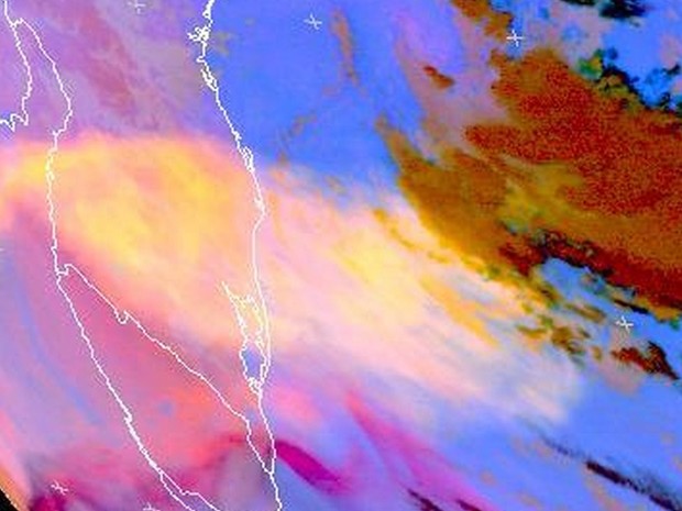 Imagens de satélite mostram nuvem de cinzas de vulcão chileno sobre Santa Catarina (Foto: Reprodução/Eumetsat)