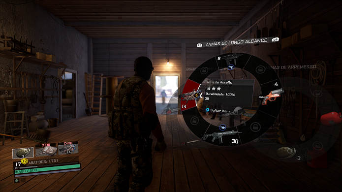 Dead Rising 4: projeto ativo fica disponível na roda de armas (Foto: Reprodução/Victor Teixeira)
