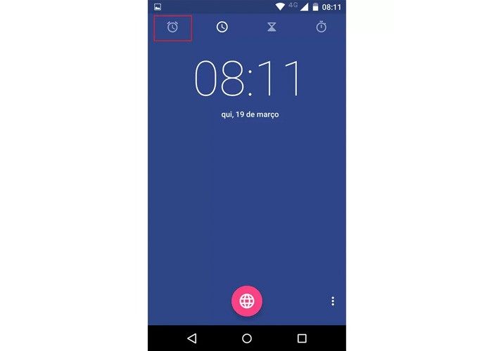 Ícone do despertador no aplicativo Relógio do Moto X (Foto: Reprodução)