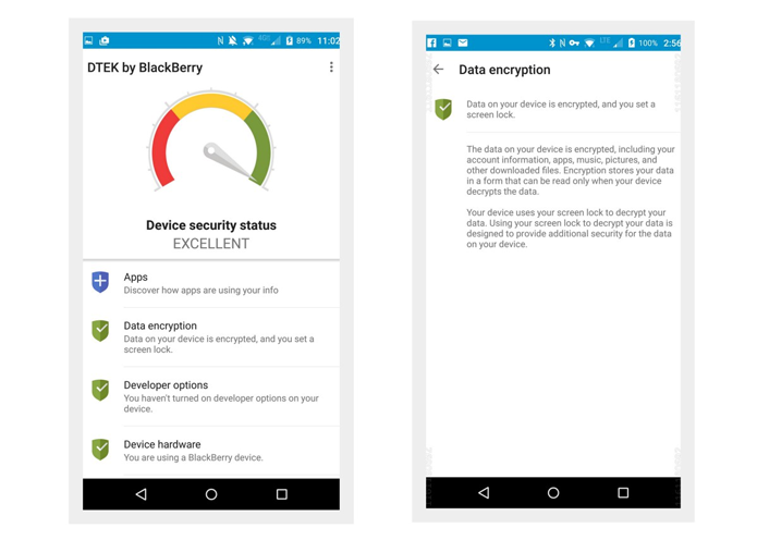 DTEK ajuda usuário a monitorar privacidade e níveis de segurança do aparelho em tempo real (Foto: Divulgação/BlackBerry)