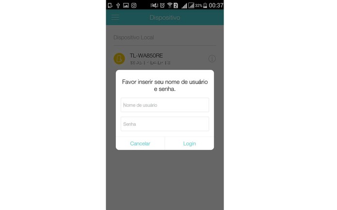 Digite seu username e senha do roteador ou repetidor (Foto: Reprodução/Isabela Giantomaso)
