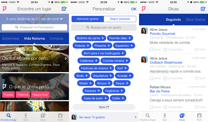 Foursquare está de cara nova e muito bonita (Foto: Reprodução/Aline Jesus)