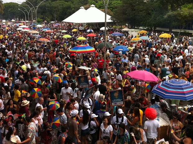Bloco Galinho de Brasília reúne foliões na região central de Brasília no carnaval (Foto: Káthia Mello/G1)