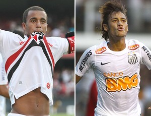 Montagem, Lucas e Neymar (Foto: Editoria de Arte / Globoesporte.com)