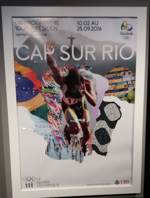 Cartaz da exposição temporária "Destino Rio" no Museu Olímpico (Foto: Eduardo Orgler)