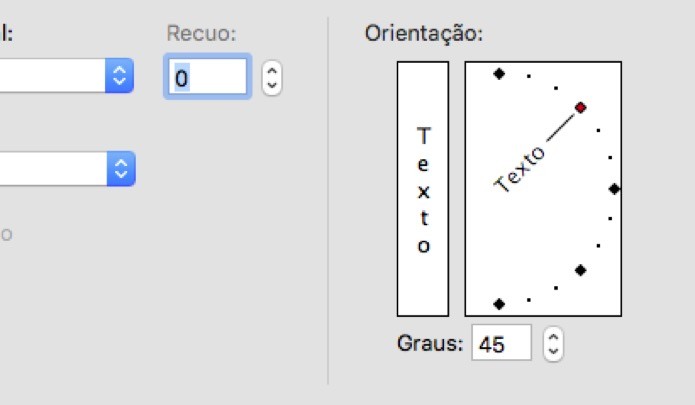 Opção para definição de ângulo do texto (Foto: Reprodução/André Sugai)