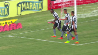 Sassá faz a sassarada no ar na comemoração de gol do Botafogo