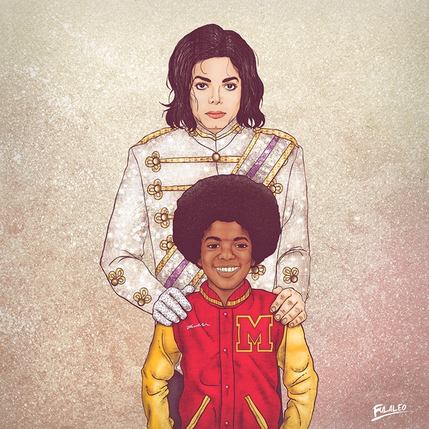 Michael Jackson criança aparece junto de sua versão adulta em ilustração do colombiano Fulvio Obregon (Foto: Behance/Fulaleo)