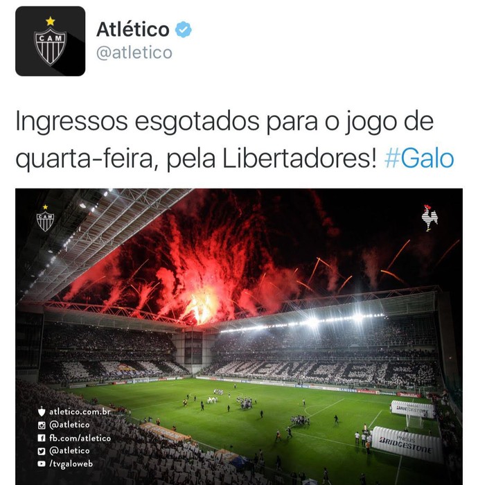 Twitter ingressos Atlético-MG Robinho (Foto: Reprodução / Twitter)
